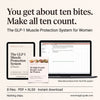 GLP-1 guide and recipe cards previewed on a laptop, sized for women who eat about ten bites a meal